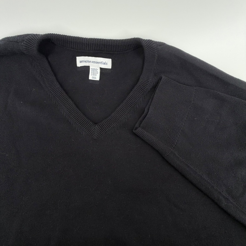 Amazon Essentials Mens 6XL Big Black Cotton V-Neck Sweater V05044 NEW